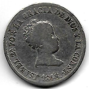 Moneda 1848. 02 REALES Isabel II  1848 (MADRID CL) .MBC