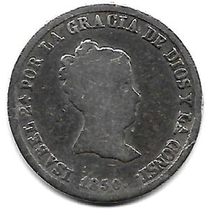 Moneda 1850. 02 REALES Isabel II  1850 (Sevilla RD) .MBC-/BC