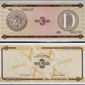 Billete Cuba 003 Pesos (Certificado Divisa) 1985 D S/C