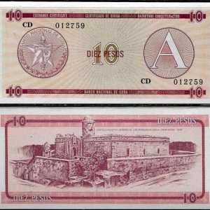 Billete Cuba 010 Pesos (Certificado Divisa) 1985 A S/C