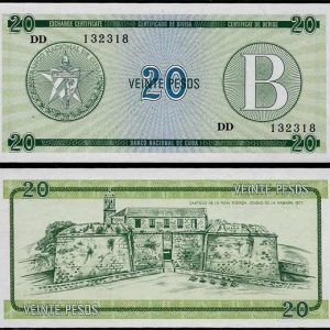 Billete Cuba 020 Pesos (Certificado Divisa) 1985 B S/C