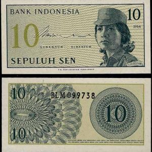 Billete Indonesia 0000010 Sen 1964 S/C
