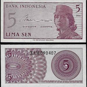 Billete Indonesia 0000005 Sen 1964 S/C