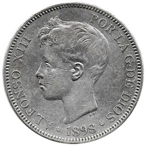 Moneda Alfonso XIII 05 Pesetas 1898 *18.98 (SGV).MBC
