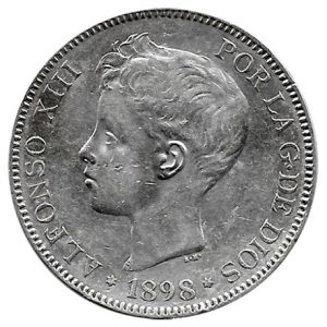 Moneda Alfonso XIII 05 Pesetas 1898 *18.98 (SGV).MBC+