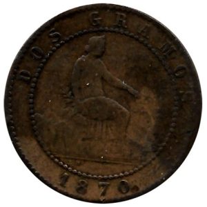 Moneda Gobierno Provisional 0,02 Céntimos peseta 1870 .MBC