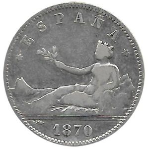 Moneda Gobierno Provisional 01 peseta 1870*–.70 (SNM).MBC-