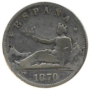 Moneda Gobierno Provisional 02 pesetas 1870 *18.70 (SNM) .MBC