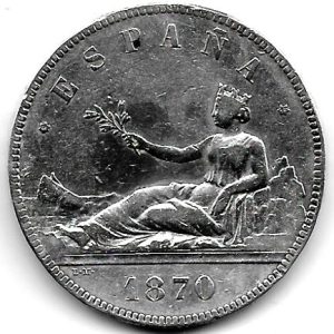 Moneda Gobierno Provisional 02 pesetas 1870 *18.73 (DEM) MBC+