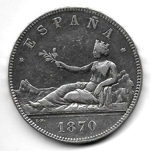 Moneda Gobierno Provisional 02 pesetas 1870 *18.75 (DEM) MBC