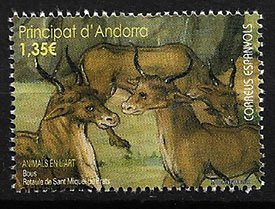 Serie sellos Andorra 462. Animales en el arte