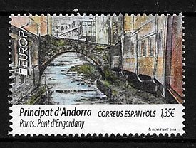 Serie sellos Andorra 468. Puente de Engordany