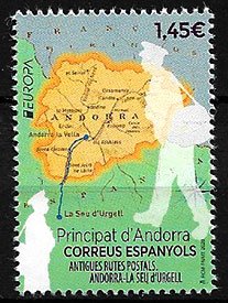 Serie sellos Andorra 496. Antiguas Rutas Postales
