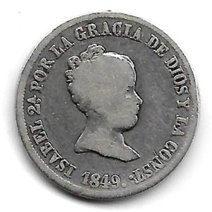 Moneda 1849. 2 Reales Isabel II (1849) Madrid CL MBC