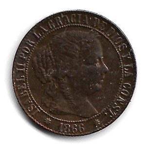 Moneda 1866. 01 ctmo. de Escudo Isabel II 1866 (Barcelona). EBC