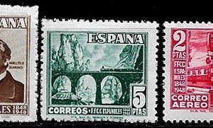 Sello Primer Centenario 1037/39 (**). Ferrocarriles