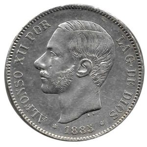 Moneda Alfonso XII 05 Pesetas 1885 *18.87 (MPM). MBC+