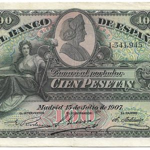 Billete 100 pesetas Banco España 1907 MBC+