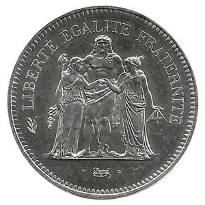 Moneda 050 Francos Francia 1974 S/C. Ag. 0,900