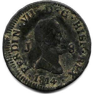 Moneda 1814. 08 Maravedis Fernando VII Jubia. MBC-