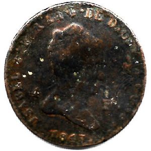 Moneda 1843. 04 Maravedis Isabel II 1843 (Segovia). BC/MBC