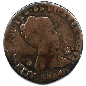 Moneda 1844. 08 Maravedis Isabel II 1844 (Segovia). BC