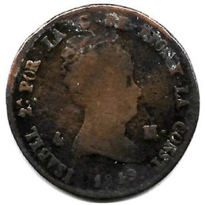 Moneda 1849. 04 Maravedis Isabel II 1849 (Segovia). BC