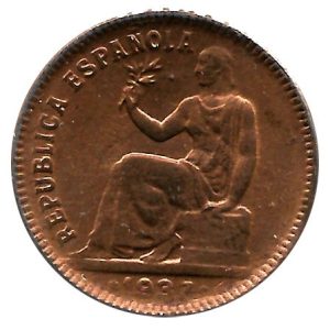 Moneda República 0,50 céntimos peseta 1937. MBC