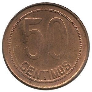 Moneda República 0,50 céntimos peseta 1937*3-. S/C – Orla Cuadro