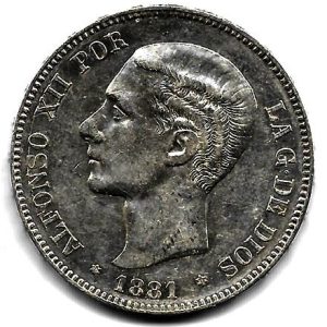 Moneda Alfonso XII 05 Pesetas 1881*18.81 (MSM) EBC-