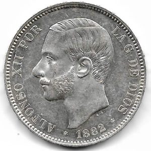 Moneda Alfonso XII 05 Pesetas 1882*18.82 (MSM) S/C-
