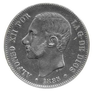 Moneda Alfonso XII 05 Pesetas 1885 *18.87 (MPM). MBC