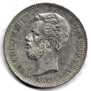 Moneda Amadeo I 05 Pesetas 1871*18.71 (SDM) MBC+
