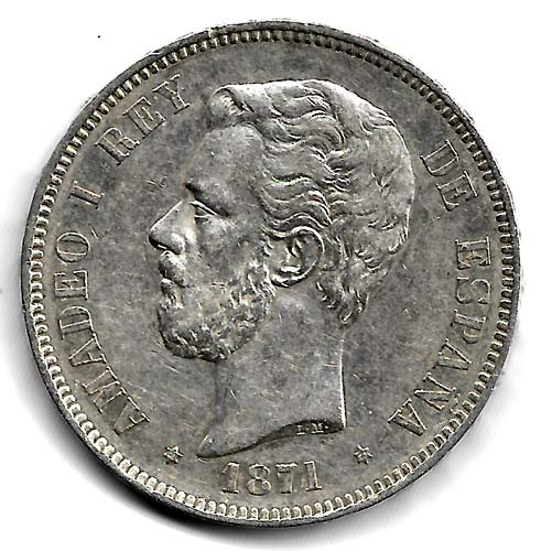 Moneda Amadeo I 05 Pesetas 1871*18.71 (SDM) MBC+