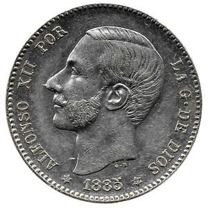 Moneda Alfonso XII 01 Peseta 1885 *18.86 (MSM).EBC-