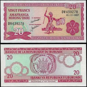 Billete Burundi 00020 Francos 2005 S/C