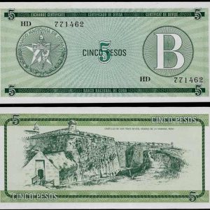 Billete Cuba 005 Pesos (Certificado Divisa) 1985 B S/C
