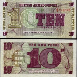 Billete Gran Bretaña (Fuerzas Armadas) 010 New Pence 1972 S/C PM