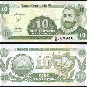 Billete Nicaragua 0010 Cent. Córdoba 1991 S/C