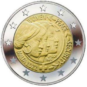 Moneda 2 euros de Malta 2022 ONU Seguridad mujeres «COINCARD»