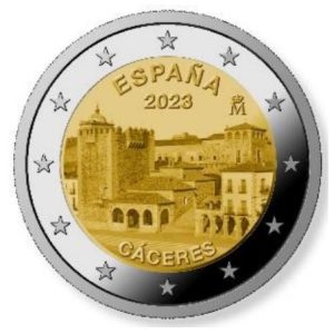 Moneda 2 euros de España 2023 Patrimonio Cáceres
