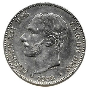 Moneda Alfonso XII 02 Pesetas 1882*18.82 (MSM). MBC+