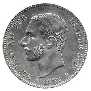 Moneda Alfonso XII 02 Pesetas 1882*– (MSM). MBC++