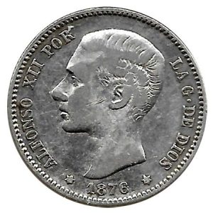 Moneda Alfonso XII 01 Peseta 1876 *1-.76 DEM. MBC