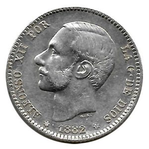 Moneda Alfonso XII 01 Peseta 1882 *18.82 MSM.MBC