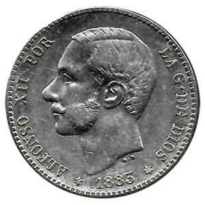 Moneda Alfonso XII 01 Peseta 1883 *–.83. MSM. MBC