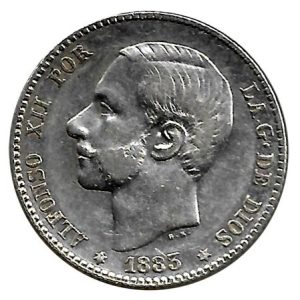 Moneda Alfonso XII 01 Peseta 1883 *18.83. MSM. MBC