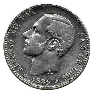 Moneda Alfonso XII 01 Peseta 1885 *–.85 (MSM).MBC
