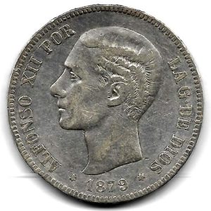 Moneda Alfonso XII 02 Pesetas 1879*18.79 (EMM). MBC