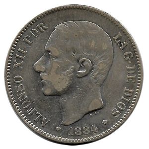 Moneda Alfonso XII 02 Pesetas 1884*–84 (MSM). MBC